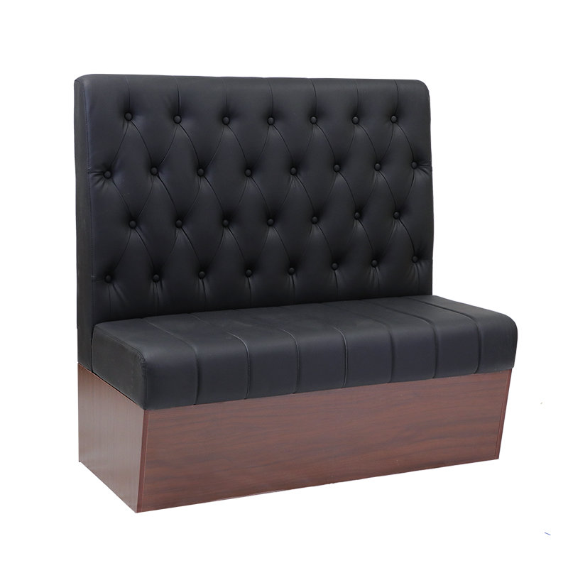 Cabine simple en mélamine avec dossier en vinyle capitonné et siège uni noir, H 46 po x l 47 po x P 24 po