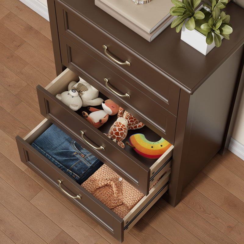 Ergica 4-Drawer Wooden Dresser, 31.5" H x 23.6" W x 15.7" D, Brown