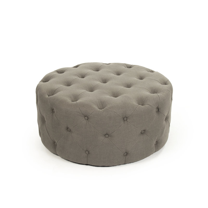 Round Ottoman, Gray