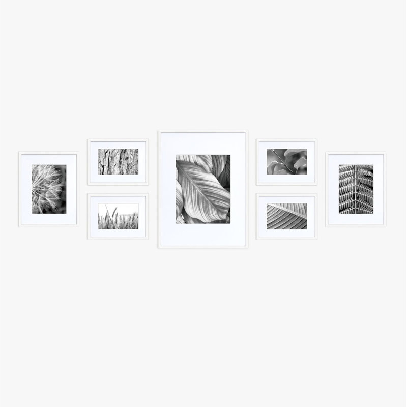 Mato Metal Picture Frame - Set of 7 with Mat, White