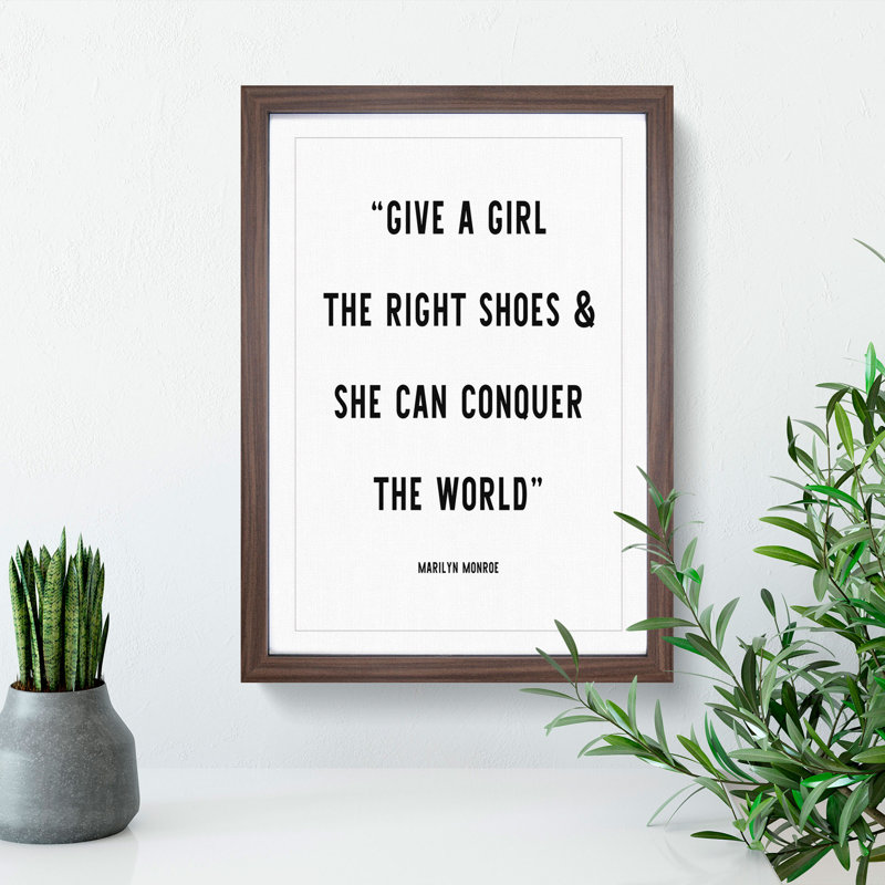 Conquer the World - Picture Frame Typography, 65cm H x 48cm W x 2cm D, Walnut