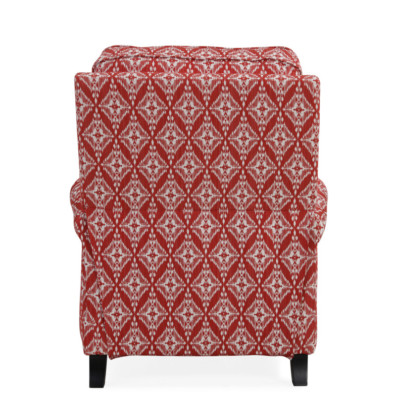 Leni Upholstered Recliner, Cranberry Red Ikat