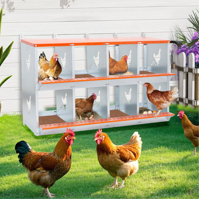 Boîte de nid en métal galvanisé ventilé à fixation murale en métal pour 8 canards avec collection Easy Egg