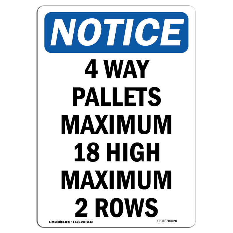 Enseigne 4 palettes maximum 18 hauteurs