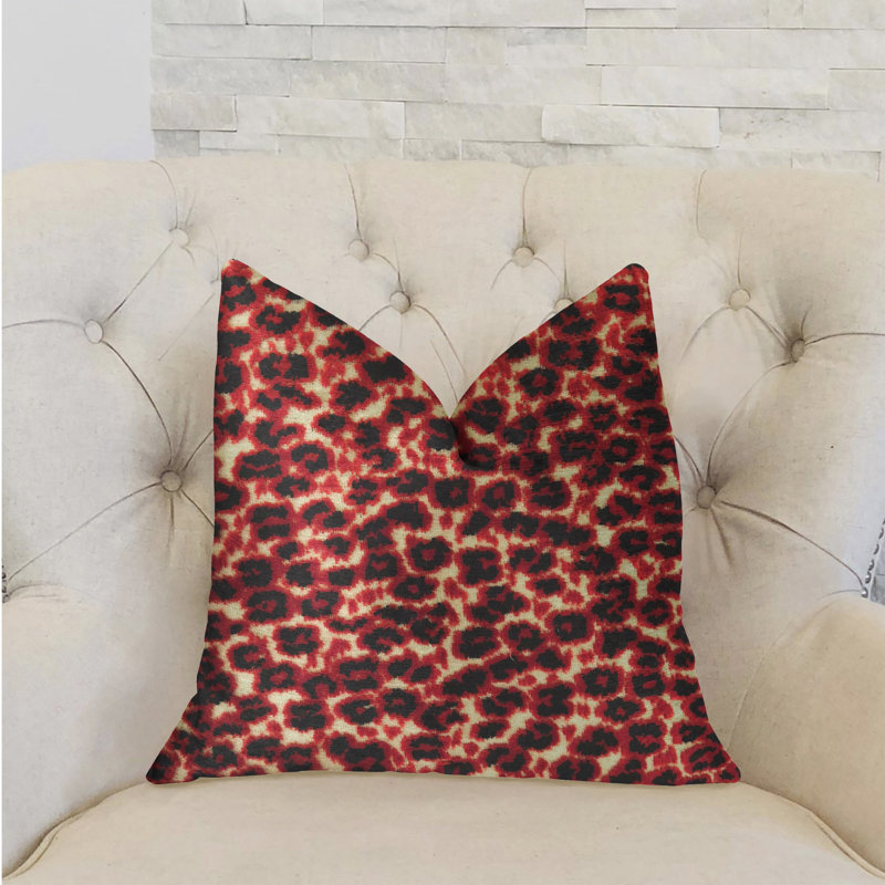Coussin de luxe pourpre Cheetah, 18 po x 18 po, Noir / rouge, Coussin décoratif