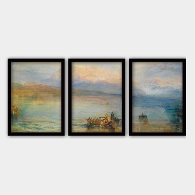 Superbe ensemble de peintures décoratives encadrées (3 pièces) de 21,7 po x 29,5 po chacune | Cadre 100% bois avec polystyrène de 0,8 pouce | Impression numérique UV | Parfait pour la décoration murale de salon, de bureau et de galerie
