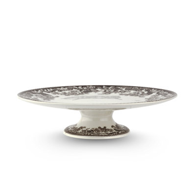 Spode Delamere Footed Cake Plate - Brown/White