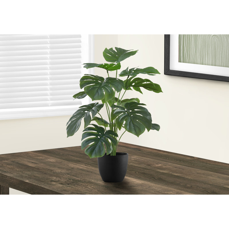 Plante artificielle d'intérieur haute de 24 po avec 12 feuilles réglables en pot noir pour décoration