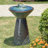Two Birds Embossed Plant Pattern Pedestal Ceramic Fountain With Light-1296550314