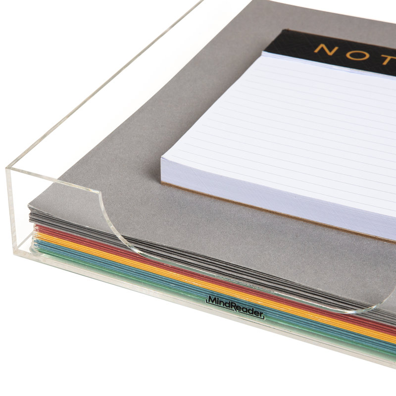  Bac à papier, organisateur de bureau, rangement pour dossiers, moderne, bureau, acrylique, L 10,25 po x l 12,5 po x H 2 po