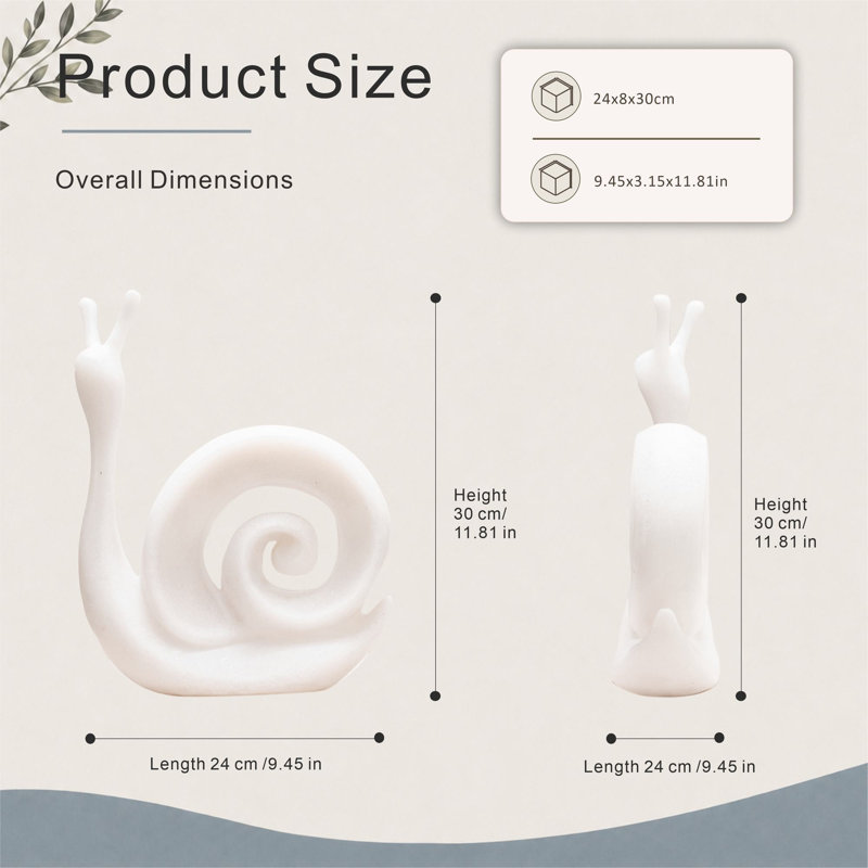 Figurines et sculptures d'escargot en résine blanche