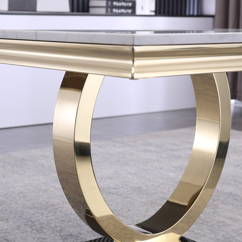 Table de bout Marleyann, Or, Blanc