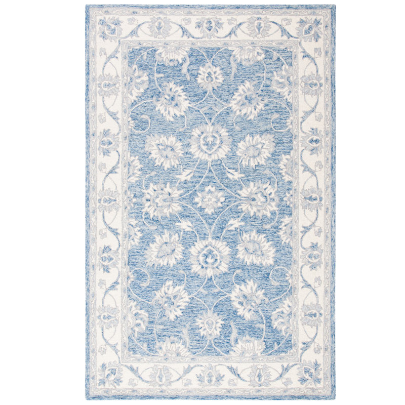 Tapis oriental en laine et coton touffeté à la main Vallelunga, Rectangle de 5 pi x 8 pi