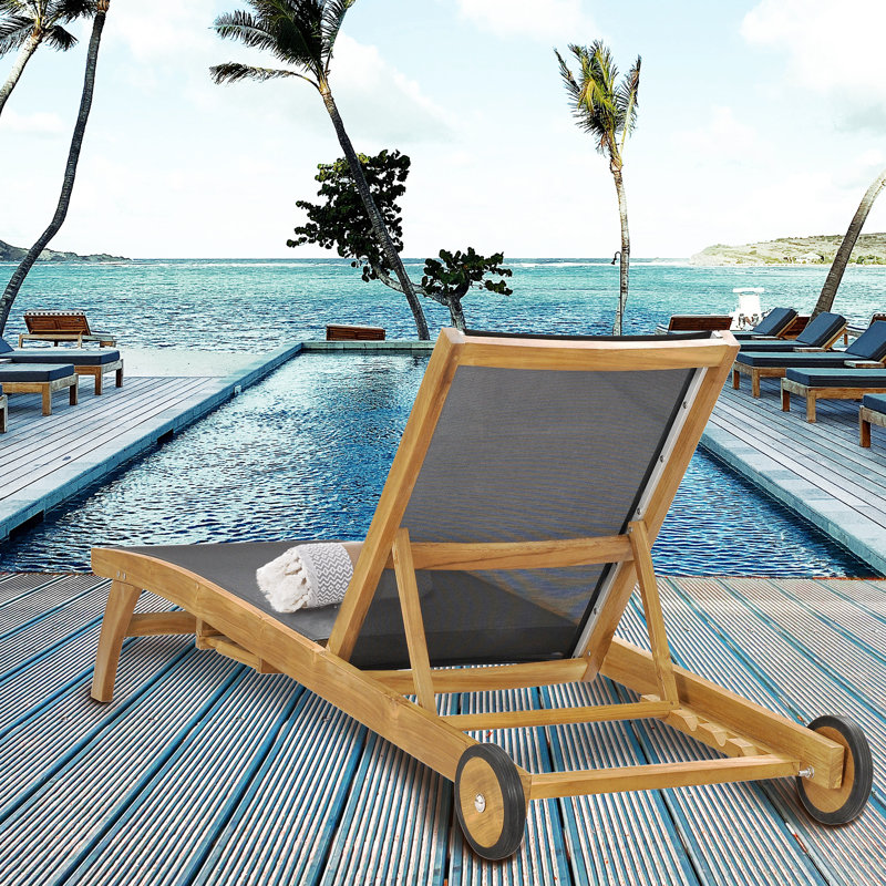 Bahama Outdoor Teak Chaise Lounge