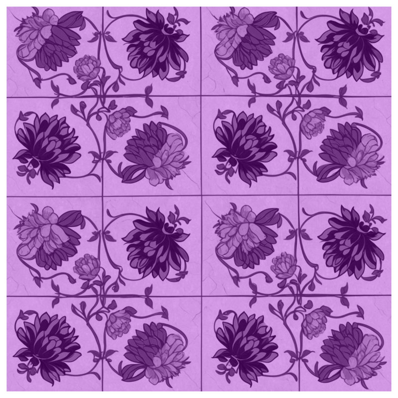 Tapisserie murale motif floral mauve - décoration murale fleurs, H 50 po x l 60 po avec 4 œillets