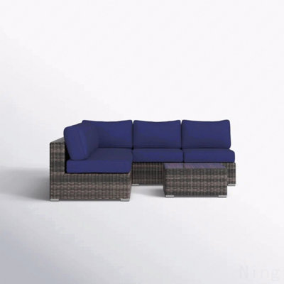 Ensemble de conversation modulaire en osier pour 4 personnes, avec 11 coussins