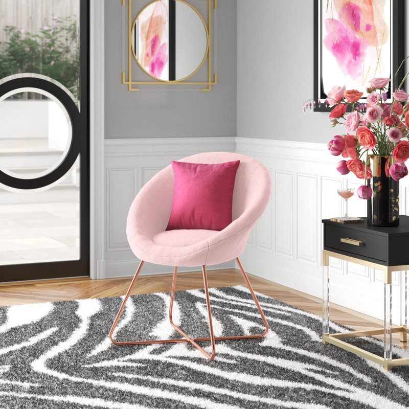 Upholstered Barrel Chair, Salmon Pink