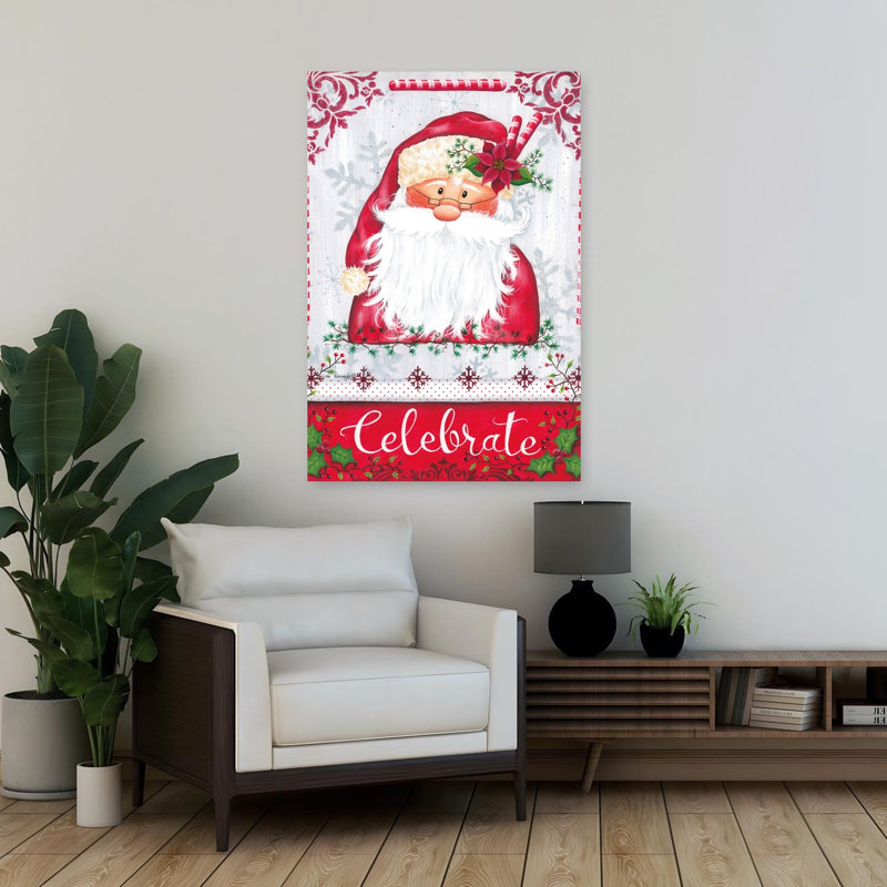Célébrer le Père Noël, art contemporain hivernal, H 36 po x l 24 po