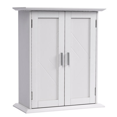 Grande armoire de salle de bain murale avec 2 portes - tablettes réglables au-dessus de la toilette, armoire à pharmacie en bois, rangement de salle de bain suspendu