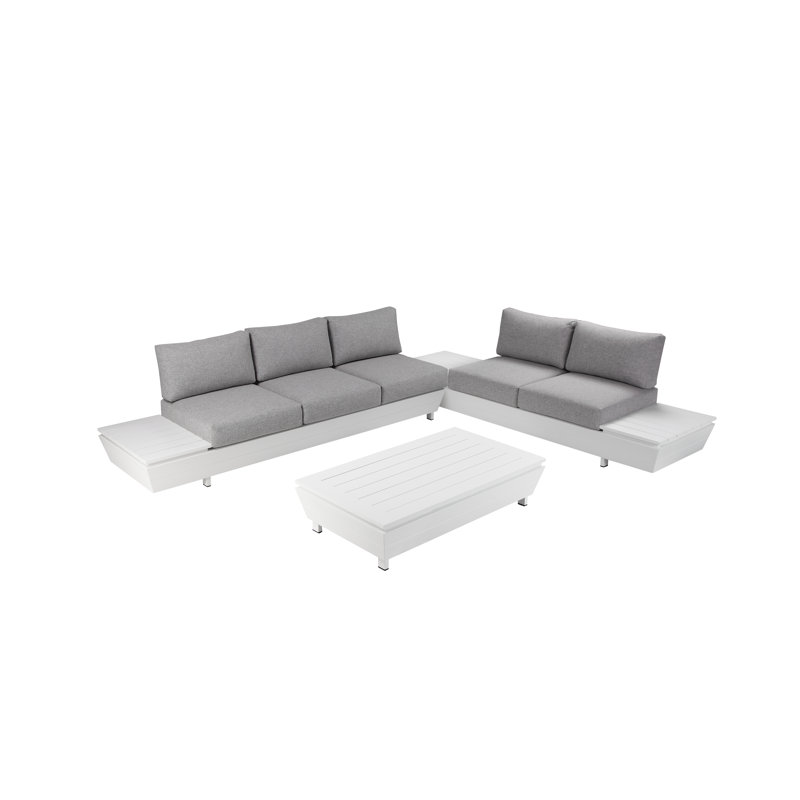 Yacht 3 Piece Outdoor Sectional Grey, Gray