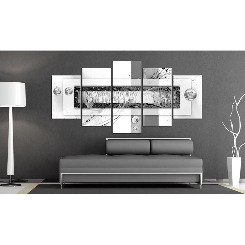 Équilibre des gris sur toile, 5 pièces, H 20 po x l 40 po x P 0,7 po
