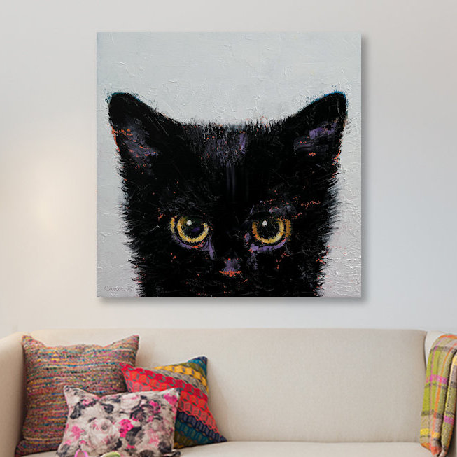 « black chat », peinture sur toile tendue, H 26 po x l 26 po x P 1,5 po