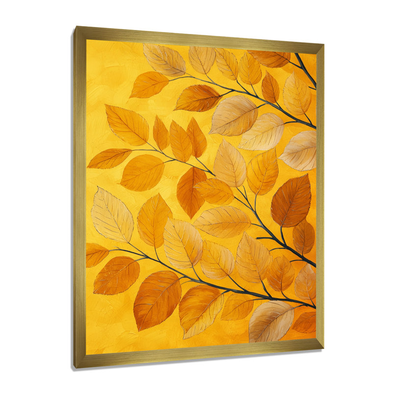 Jesse - Floral Canvas Wall Art, H 20 po x l 12 po, Reproduction encadrée d'une seule photo, Doré