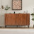 Mid-Century Modern Sideboard Buffet Cabinet, Geometric Carved Storage Cabinet With Metal Legs