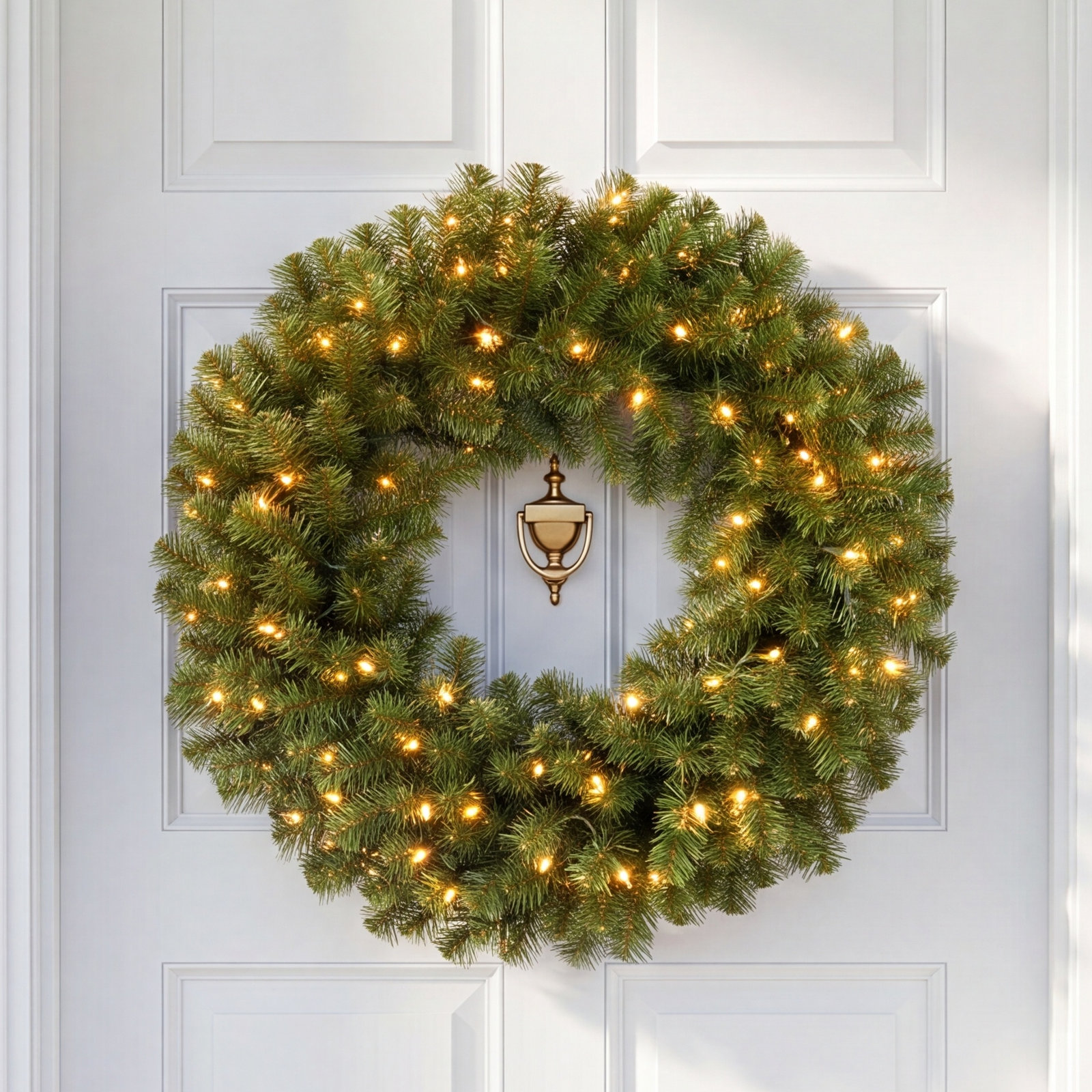 24" Handcrafted Pre-Lit Spruce Christmas Wreath