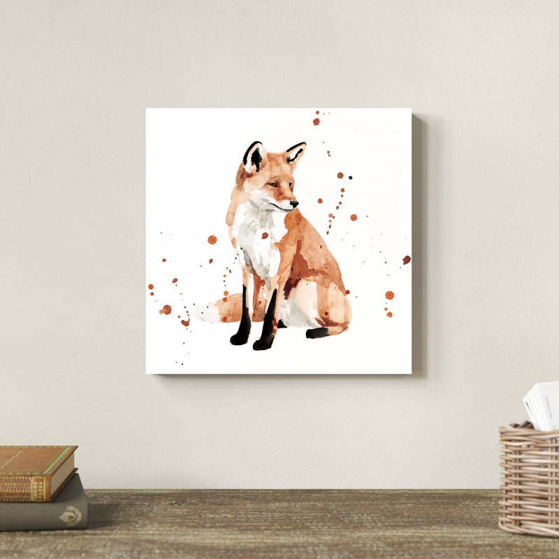 «Watercolor Fox II» par Victoria Borges - peinture sur toile tendue, H 12 po x l 12 po