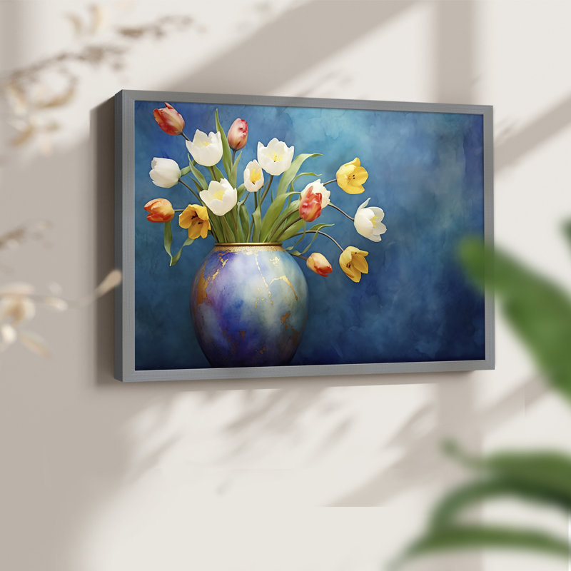 Floral Series-XCVI -Framed Print - Restickable, Gris, H 22 po x l 28 po