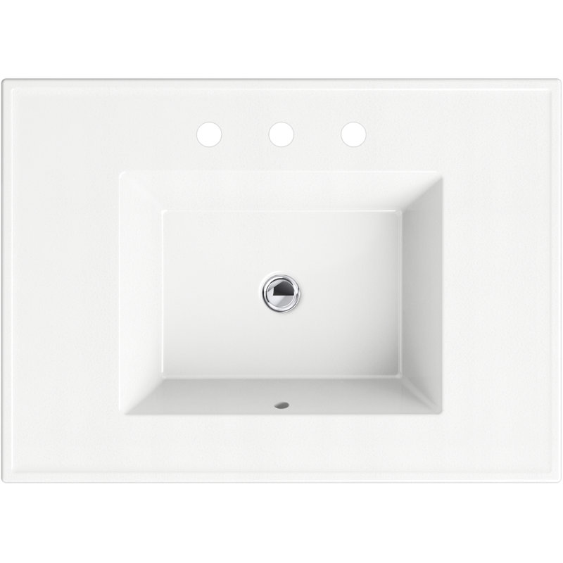 Plateau de meuble-lavabo simple 31 po avec lavabo Ceramique Impressions, Blanc, Ovale