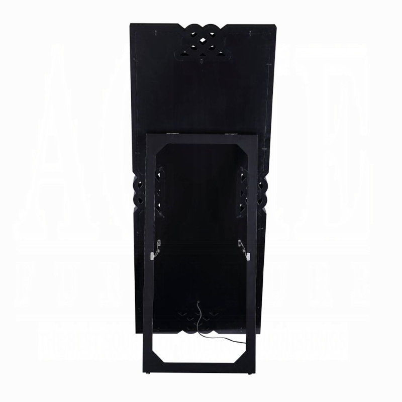 Noralie Rectangular Wood Floor Mirror with LED Touch Light