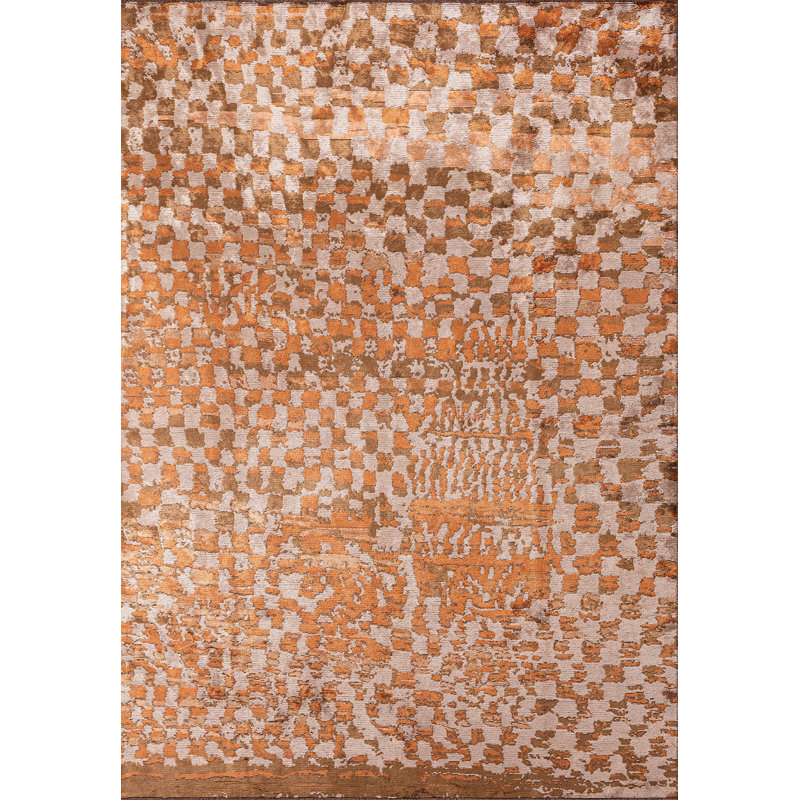 Rayn Rectangle Abstract Cotton and Viscose Indoor / Outdoor Area Rug, Rectangle 6'6" x 8'2"