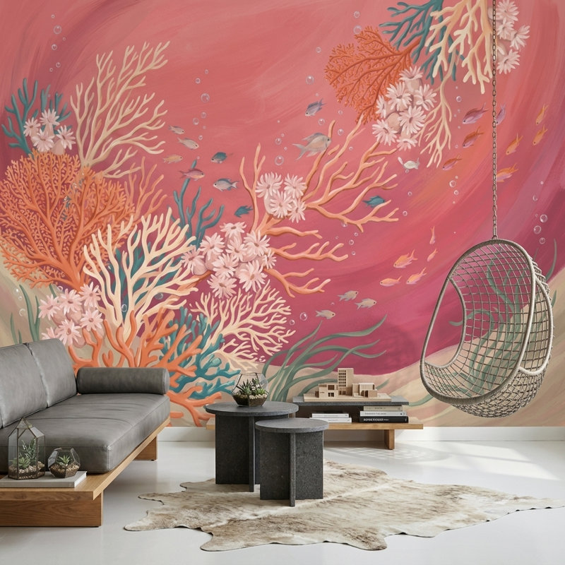 Décoration murale amovible sous-marine Coral Reef, Non tissé, 200 po x 120 po