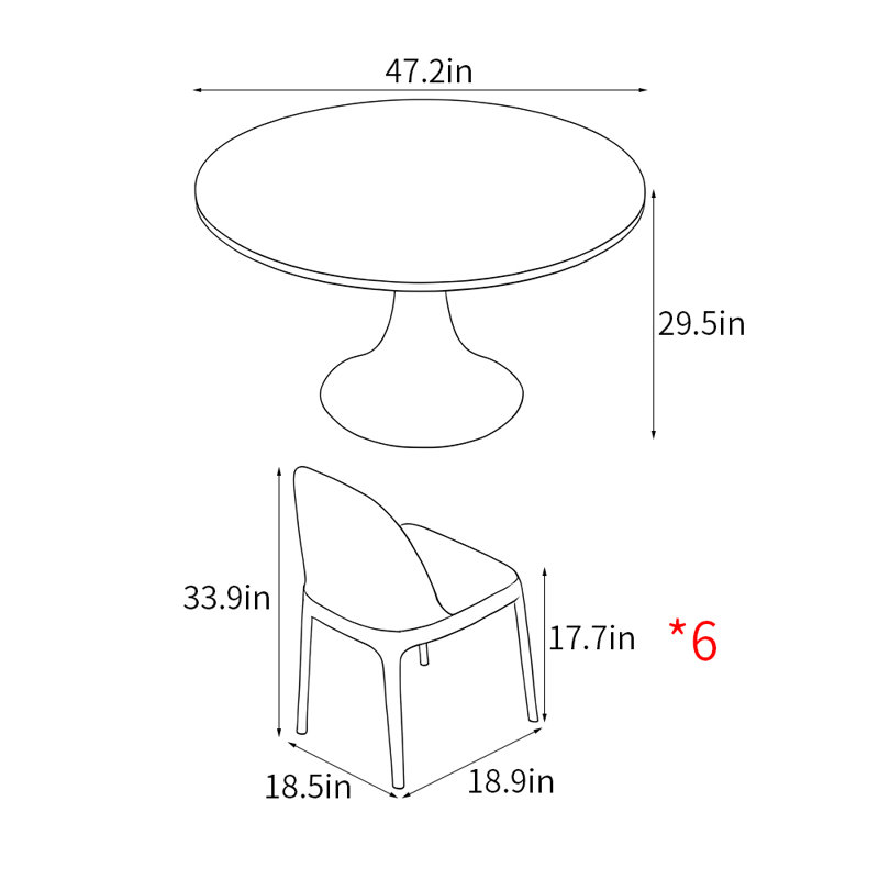Ensemble de table de salle à manger simple et moderne, H 29,5 po x L 47,2 po x l 47,2 po, Blanc