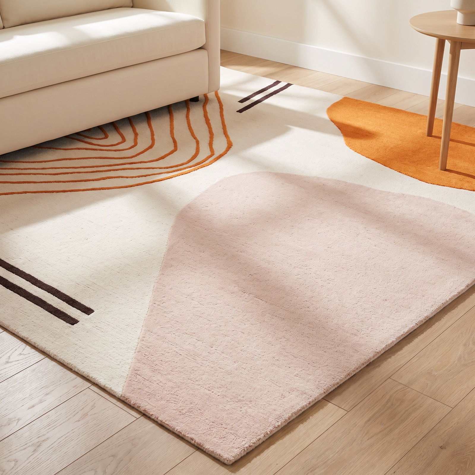 Felipe Ivory Rust Hand-Woven Abstract Wool Rug, Rectangle 8' x 10'