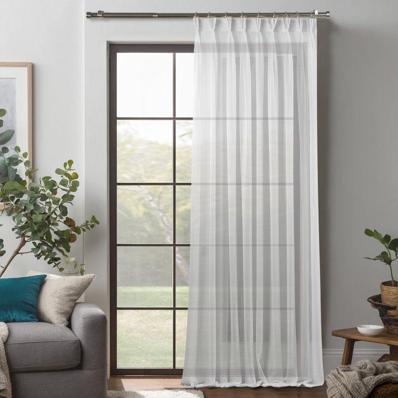 Sheer Single Curtain Panel, White, 245cm Width x 450cm Drop