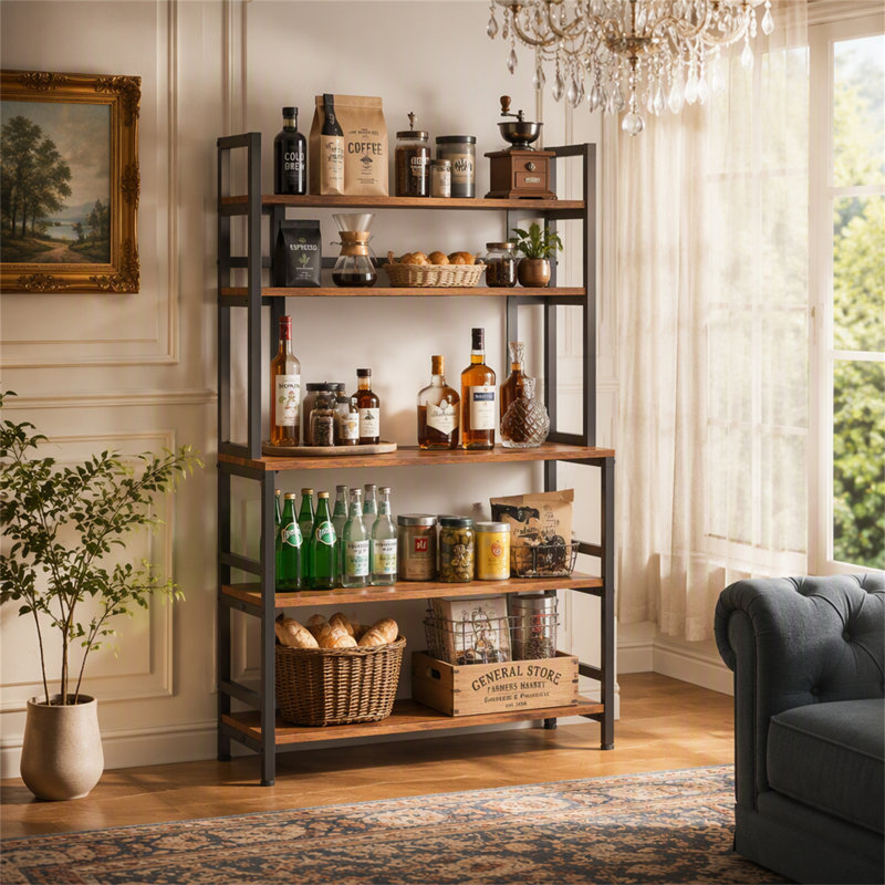Étagère de rangement de cuisine industrielle à 5 niveaux, Brun