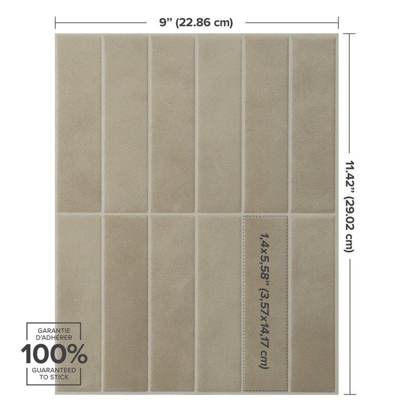 Carrelage mosaïque auto-adhésif en gel, Taupe / mat