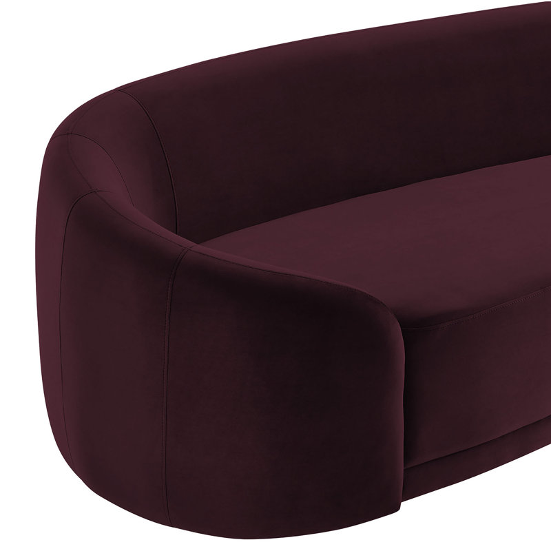 Contessa Curved Performance Velvet Sofa In Mulberry, Mulberry