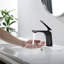 Robinet de lavabo de salle de bain à un trou avec drain escamotable et tuyau d'alimentation en eau, robinet de salle de bain à poignée simple