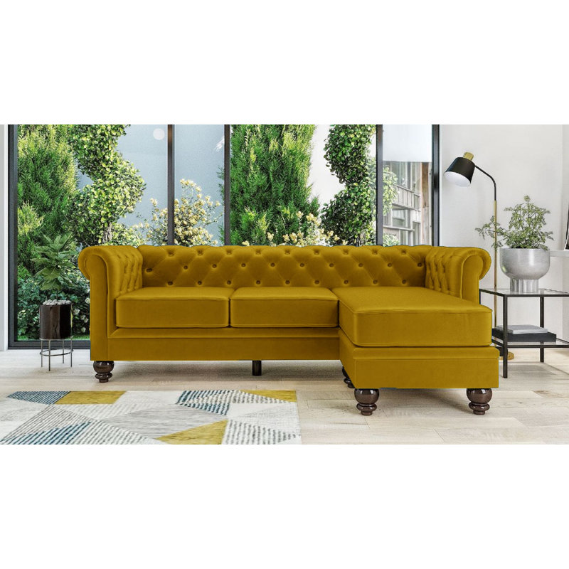 Chapmanville 3 Seater Polyester Sofa, Mustard