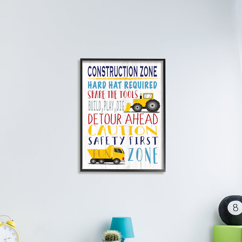 Kid's Construction Zone - Art textuel, Giclée encadrée noir minuit, H 14 po x l 11 po x P 1,5 po