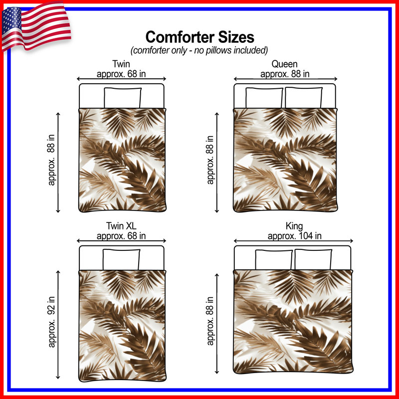 Palm Leaf Shadows Comforter, Twin, Medium Brown Light Beige