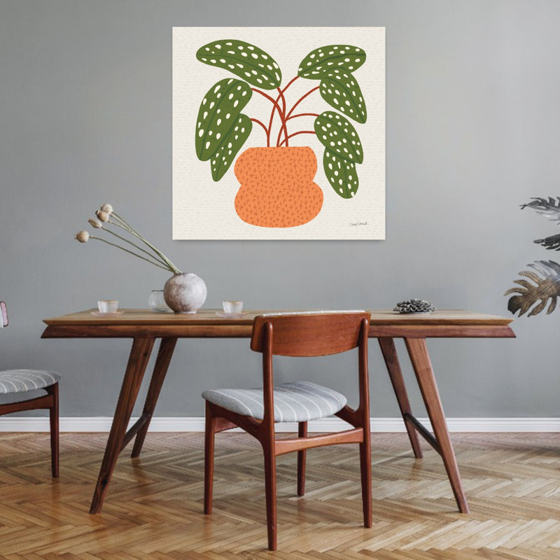 Art mural contemporain plante en pot III, H 32 po x l 32 po