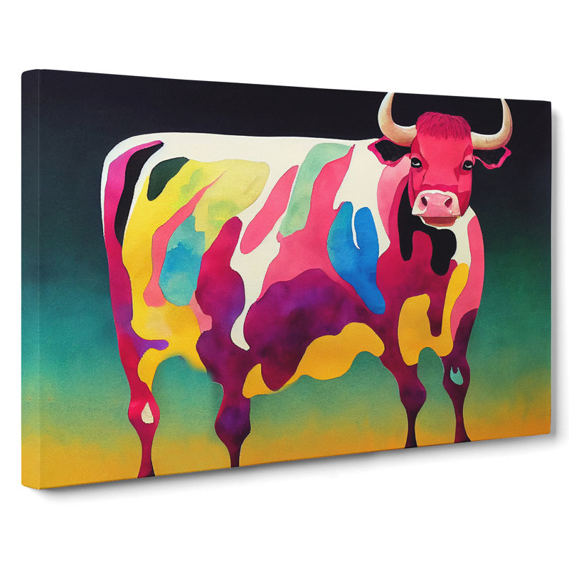Colourful Cow Vol.6 Abstract - Wrapped Canvas, 35cm H x 50cm W x 3cm D