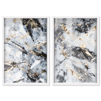 «Golden Harmony», reproduction d'art en duo par Art Remedy, cadre blanc, 10 x 15