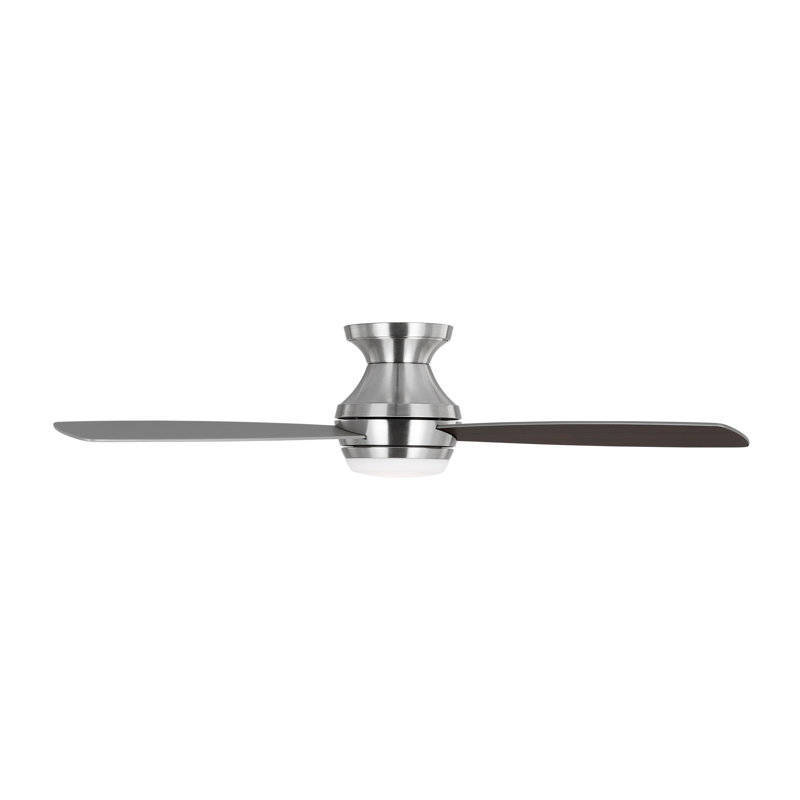 Ikon LED Ceiling Fan, Brushed Steel with Silver/Walnut Blades, 44"
