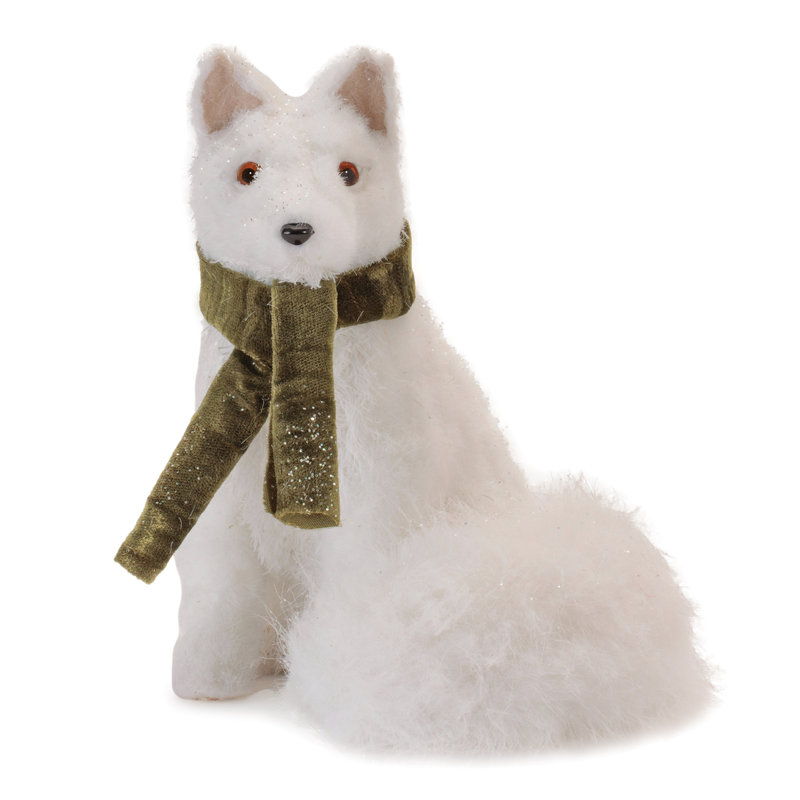 Figurine de renard d'hiver en peluche avec écharpe